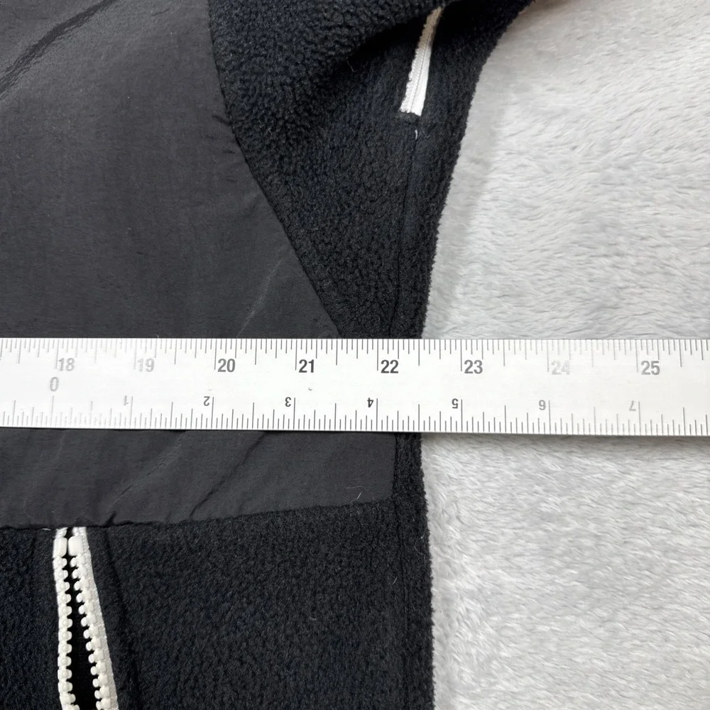 The North Face Denali Jacket Men Large Black Contrast Zipper Red Logo